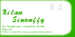 milan simonffy business card